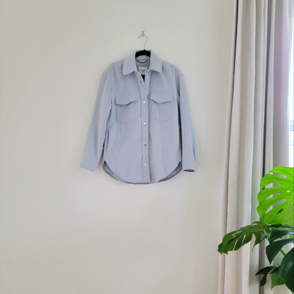 Abercrombie & Fitch Light Blue Fleece Shacket